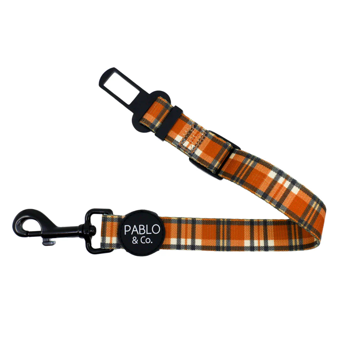Vintage Plaid Adjustable Dog Car Restraint
