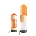 Two orange dog portable water bottles