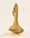 Wooden dog grooming brush with a rope handle