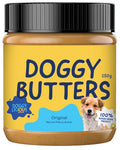 Jar of Doggy Butters with a yellow label and black lid