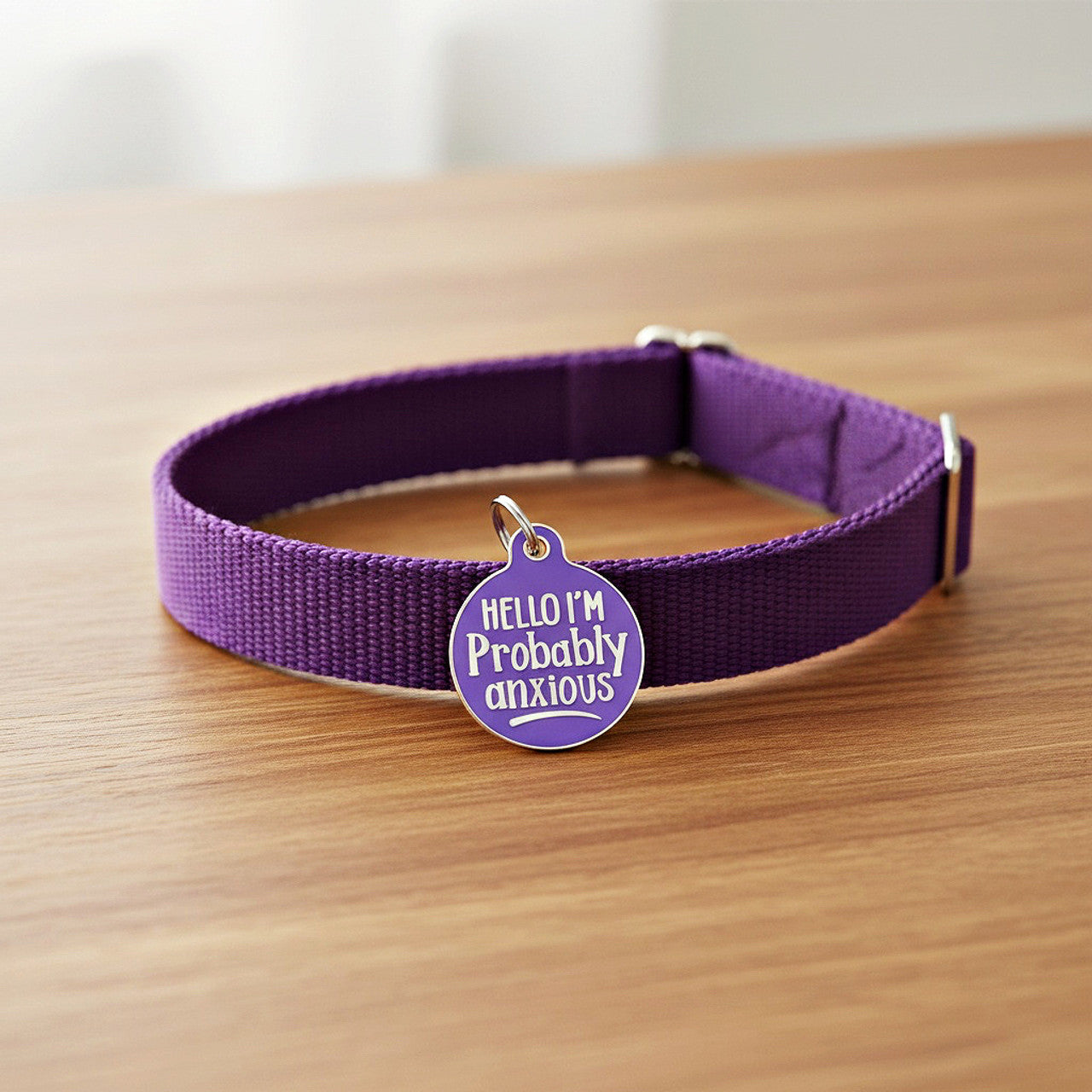 Hello I'm Anxious Purple - QR Code ID Tag