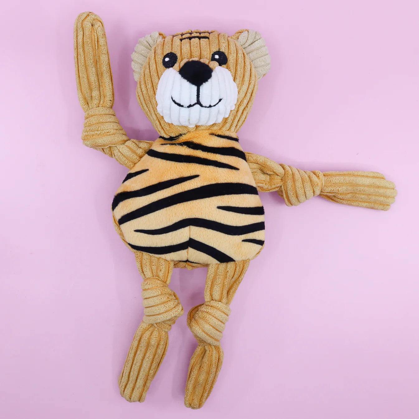 Plush yellow tiger dog toy