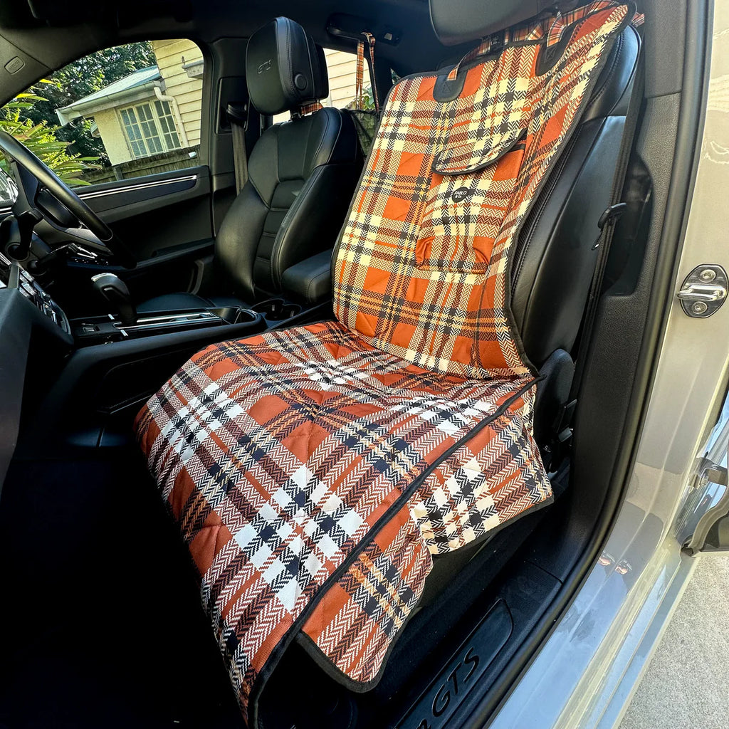 Vintage Plaid Deluxe Dog Single Car Seat Cover