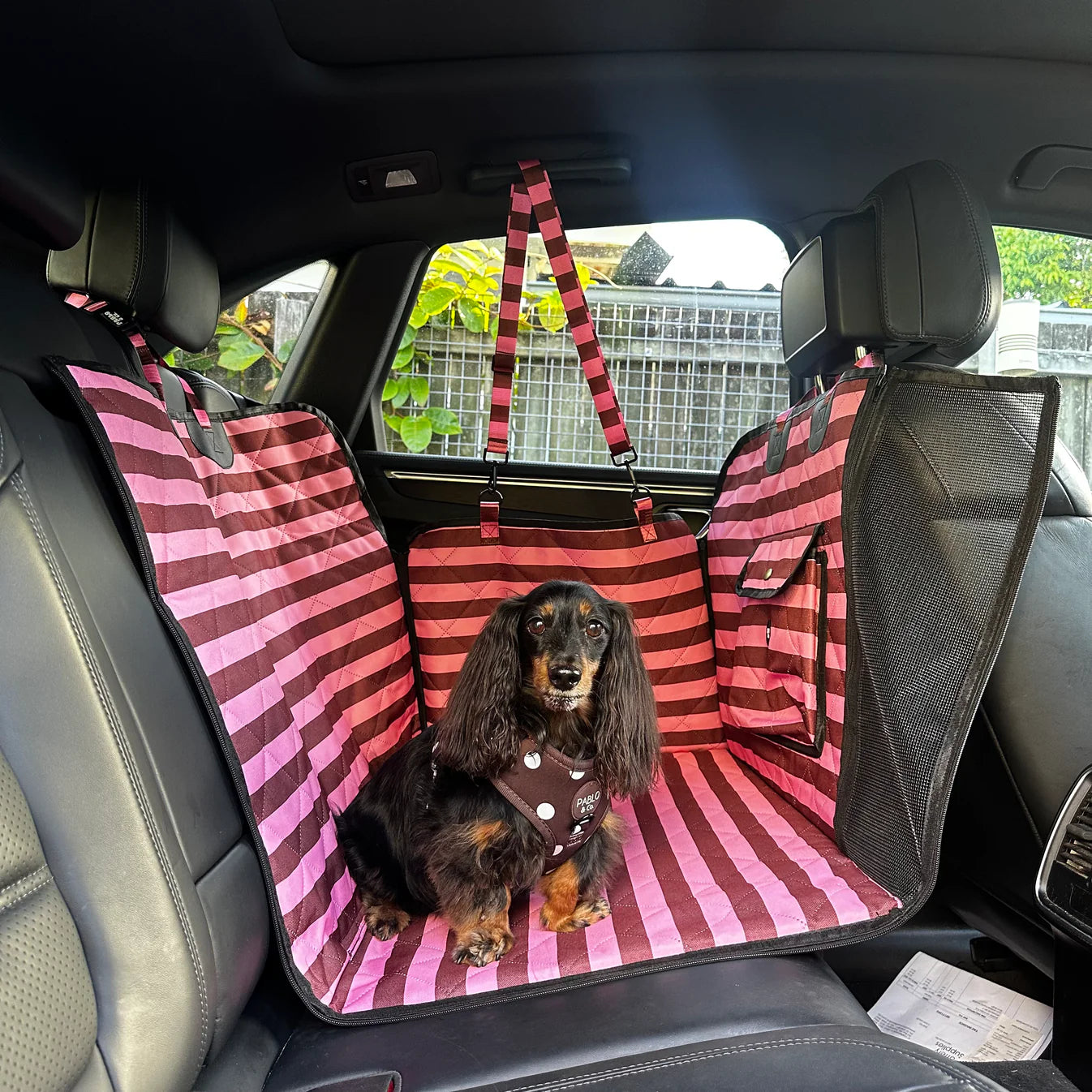 Deluxe Hard Base Hammock Car Seat Cover - Blushing Stripes