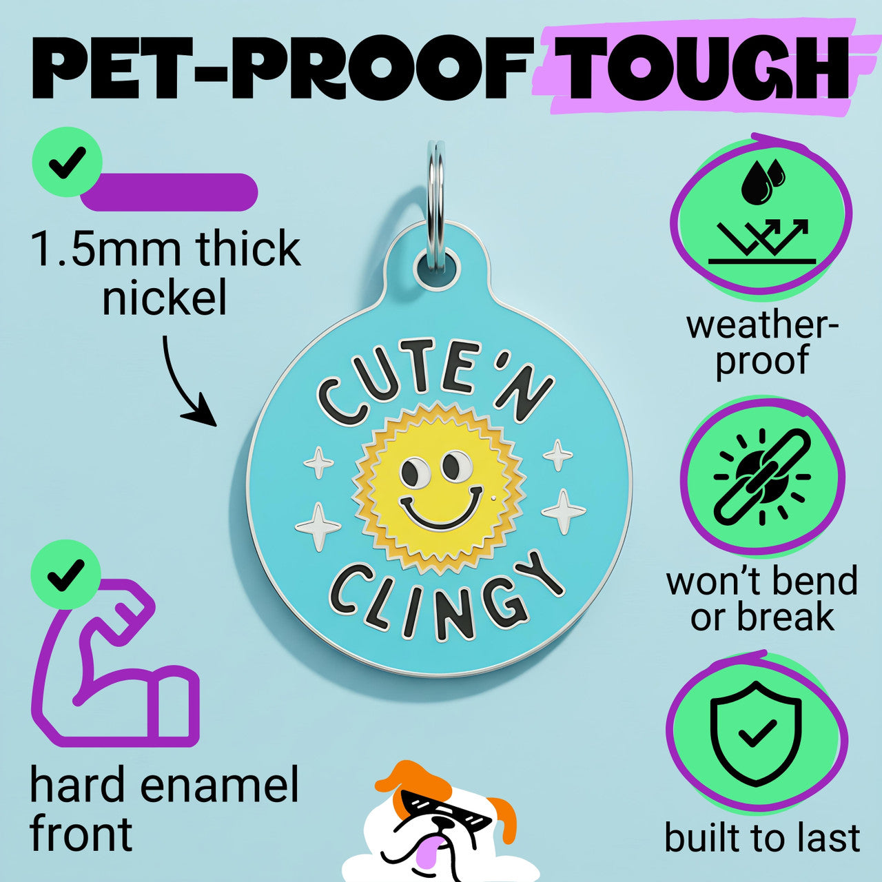 Cute 'N Clingy Blue - QR Code ID Tag