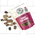 Lulu's Kitchen pork lung dog treats with pieces of pork lung