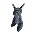 Gray plush kangaroo dog toy on a white background