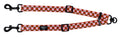 Dog leash splitter with red and white checkered pattern and 'Pablo & Co' branding on a white background