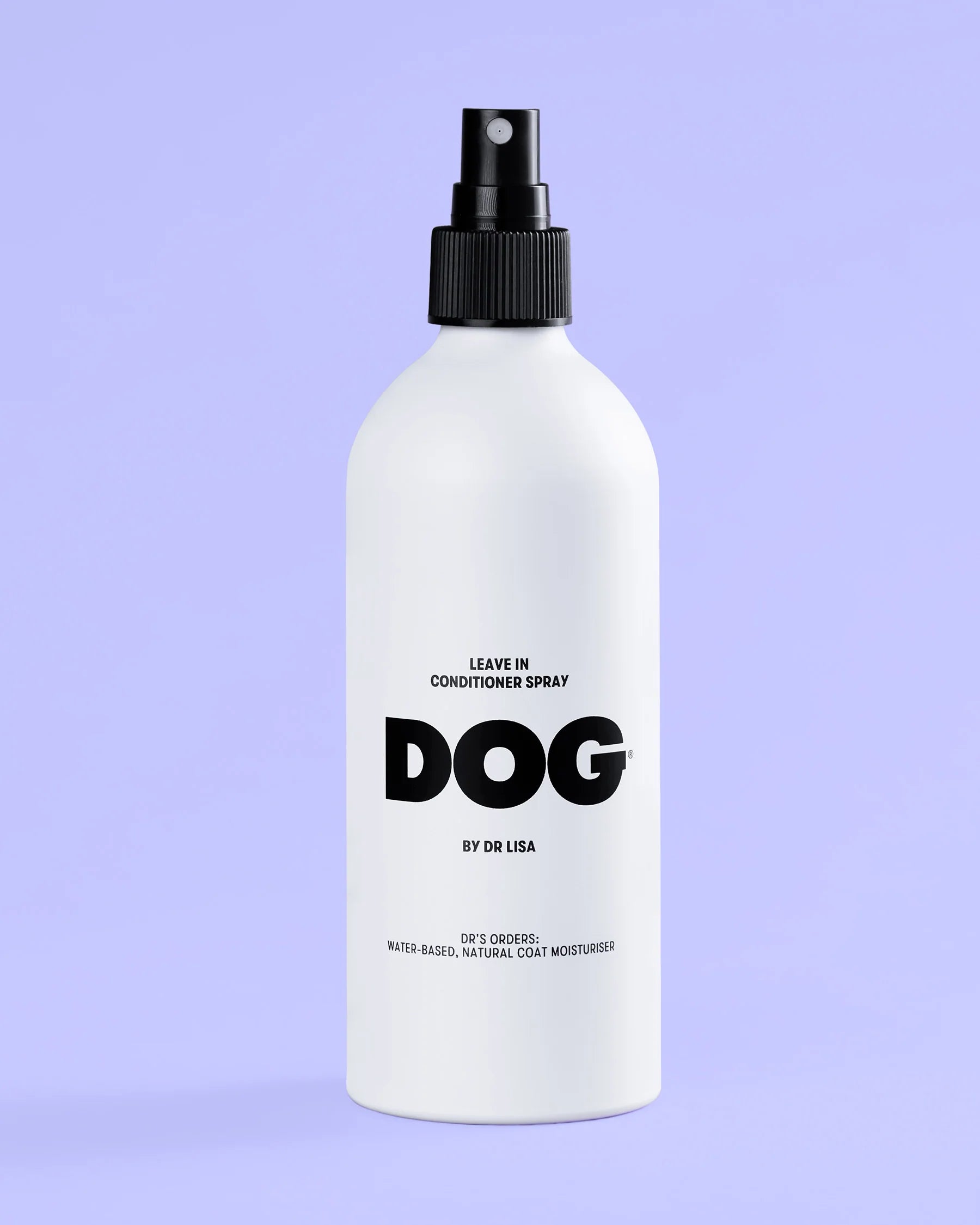 White spray bottle labeled 'Leave In Conditioner Spray DOG by Dr Lisa