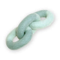 Felt dog toy with three interlocking green rings on a white background