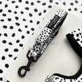 Black and white spots patterned dog leash