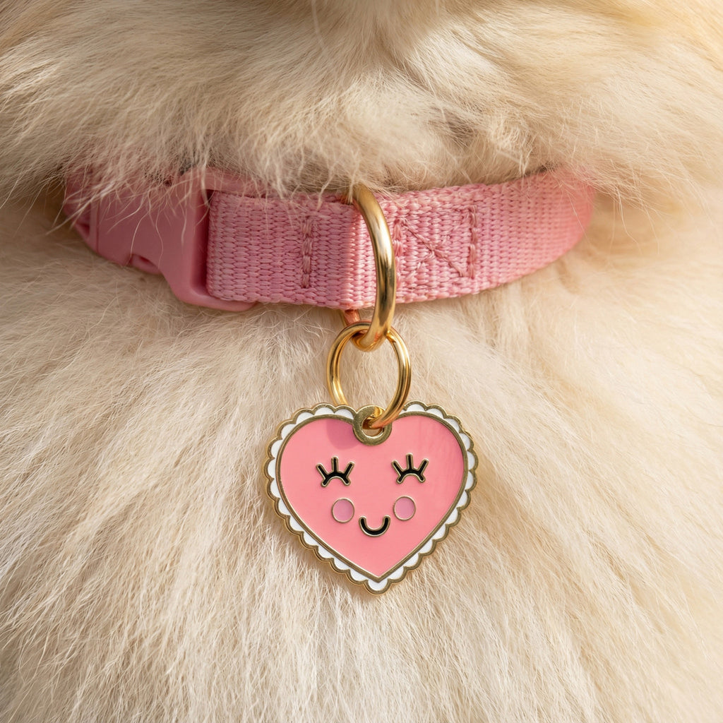 Pink Heart Charm - QR Code ID Tag