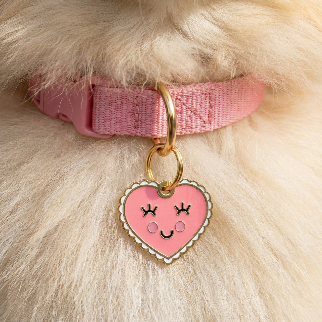Pink Heart Charm - QR Code ID Tag
