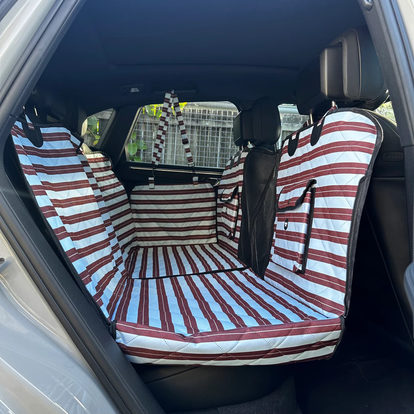 Deluxe Hard Base Hammock Car Seat Cover - Sunday Stripes