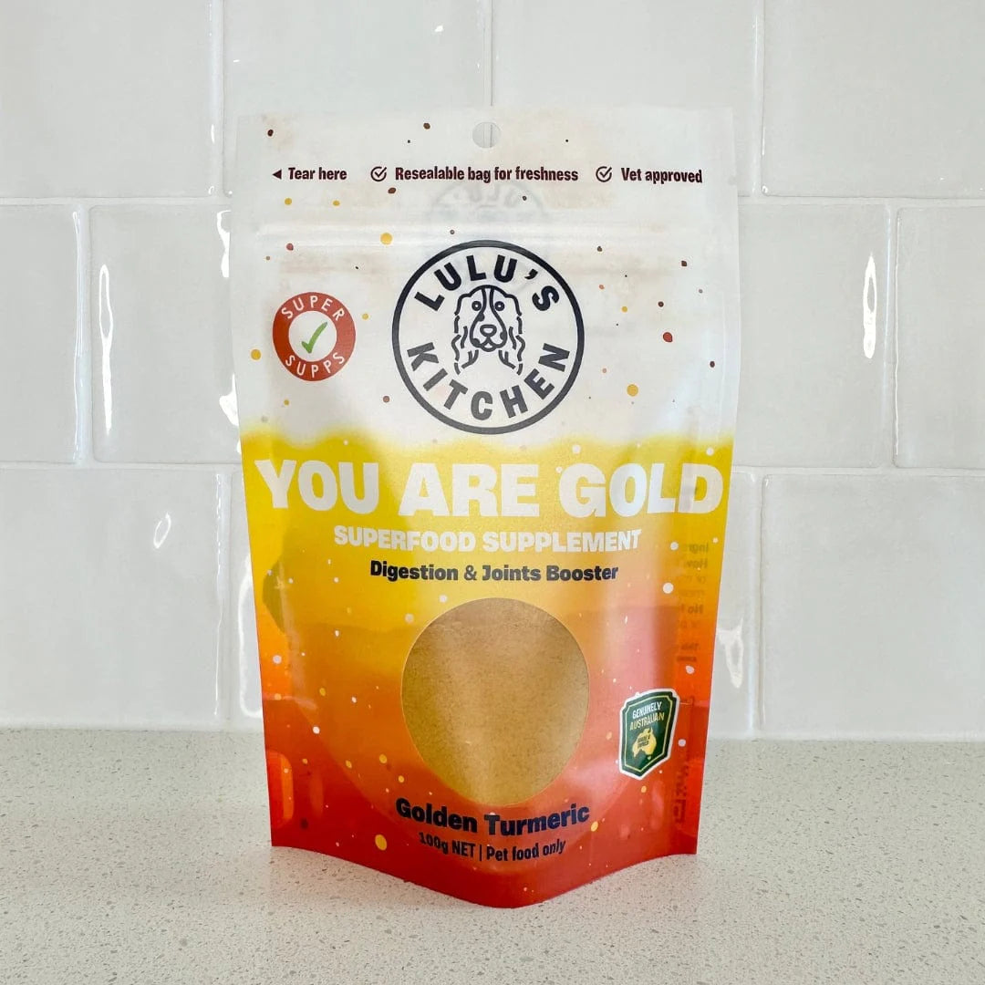 Lulu's Kitchen 'You Are Gold' dog supplement package
